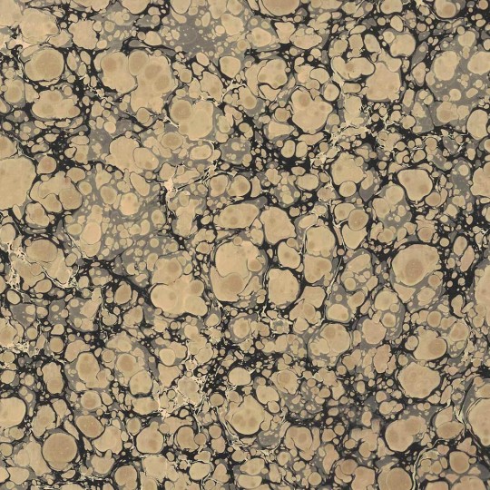 Hand Marbled Paper Stone Marble Pattern in Tan and Black ~ Berretti Marbled Arts